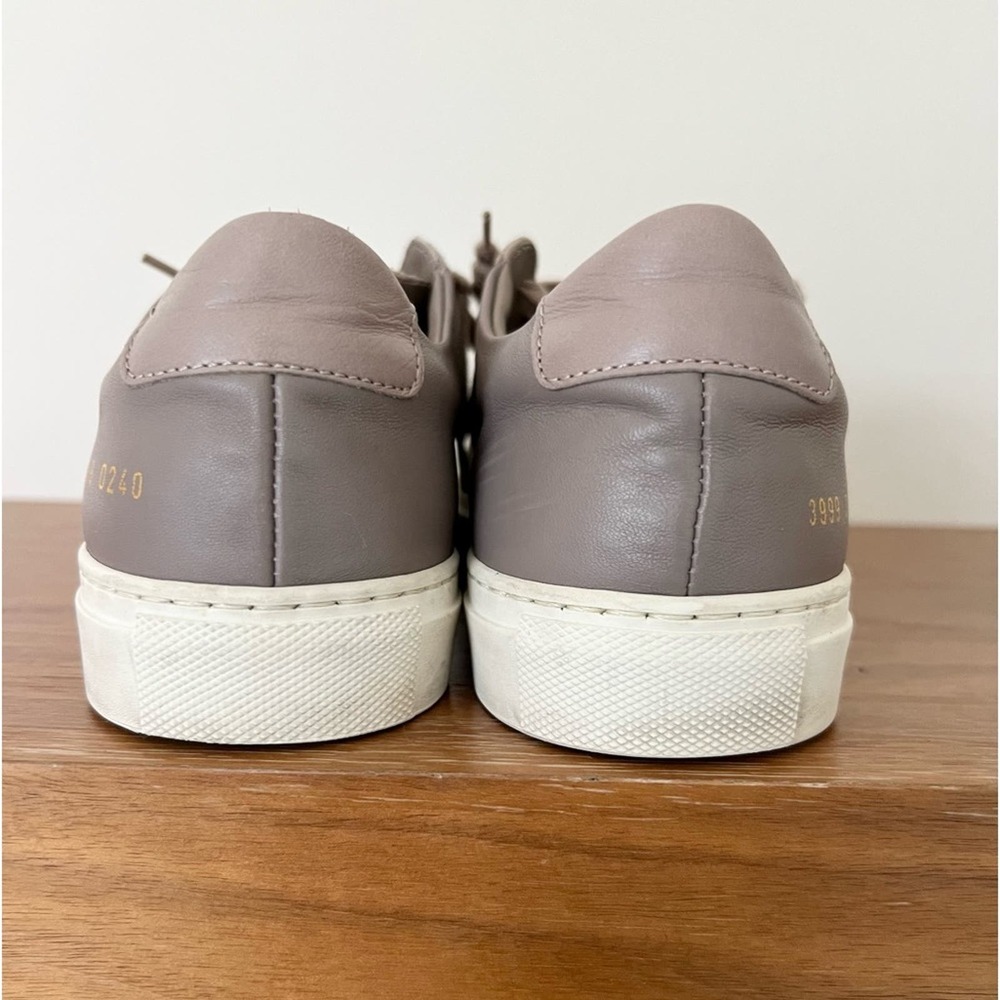 Women's Taupe Leather Sneakers - Picture 6 of 10